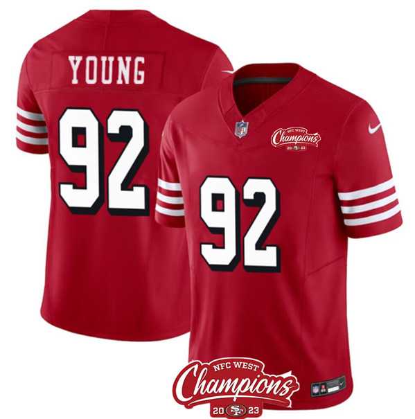 Men & Women & Youth San Francisco 49ers #92 Chase Young Red 2023 F.U.S.E. NFC West Champions Patch Alternate Stitched Jersey->san francisco 49ers->NFL Jersey